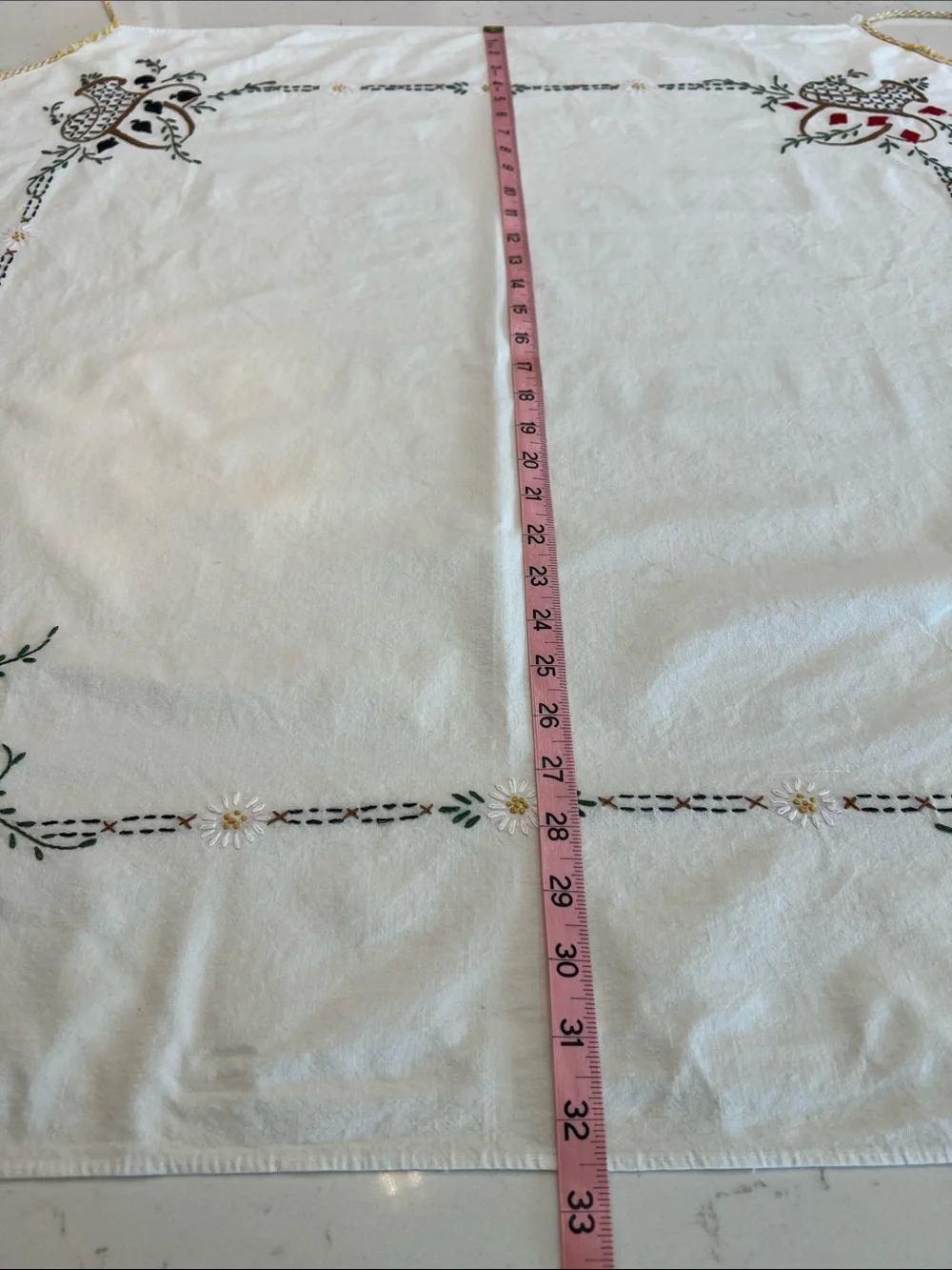 Vintage Embroidered Bridge Card Table Cover Poker Hearts Spades Clubs Diamonds